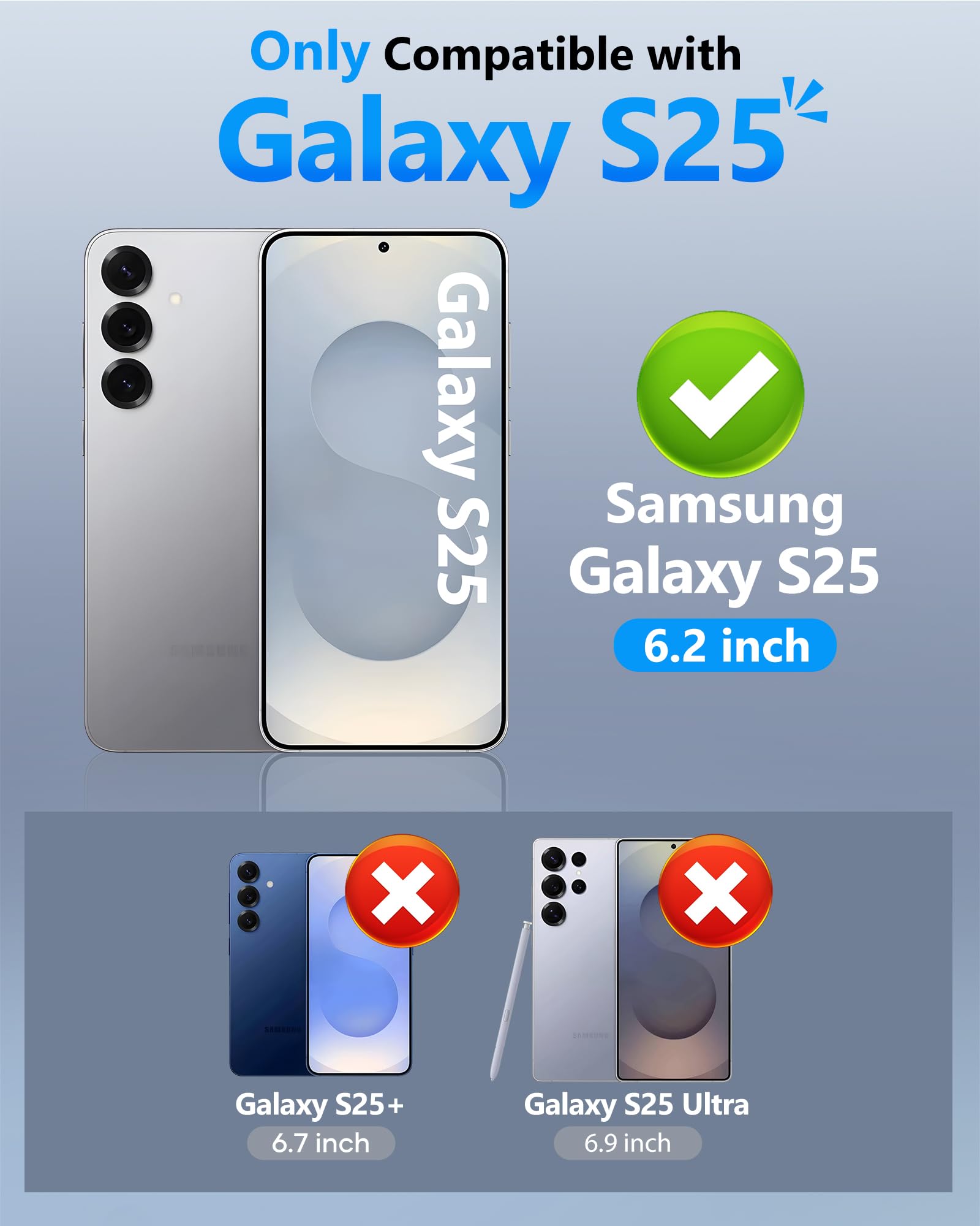 ATATOO Funda tipo cartera para Samsung Galaxy S25 con tarjetero (3-5 tarjetas) [bloqueo RFID] y funda para cámara deslizante, protección de grado militar, bonita funda para teléfono Galaxy S25 de 6.2