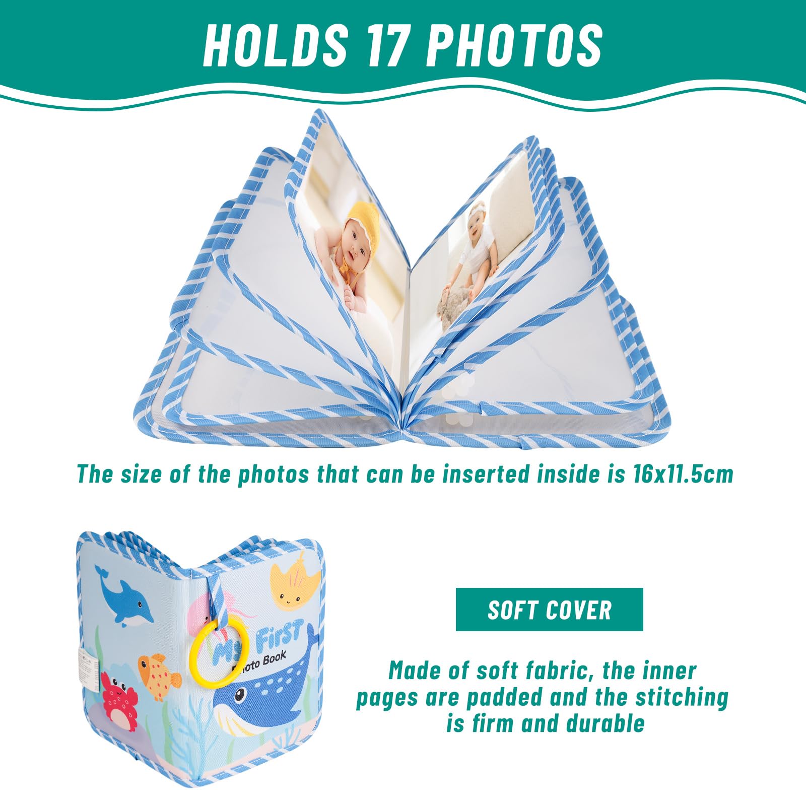 Baby Photo Album Soft Book, Photo from Birth, Soft First Baby Album Memory, Memory Book for Babies Capture Precious Memories - Image 3