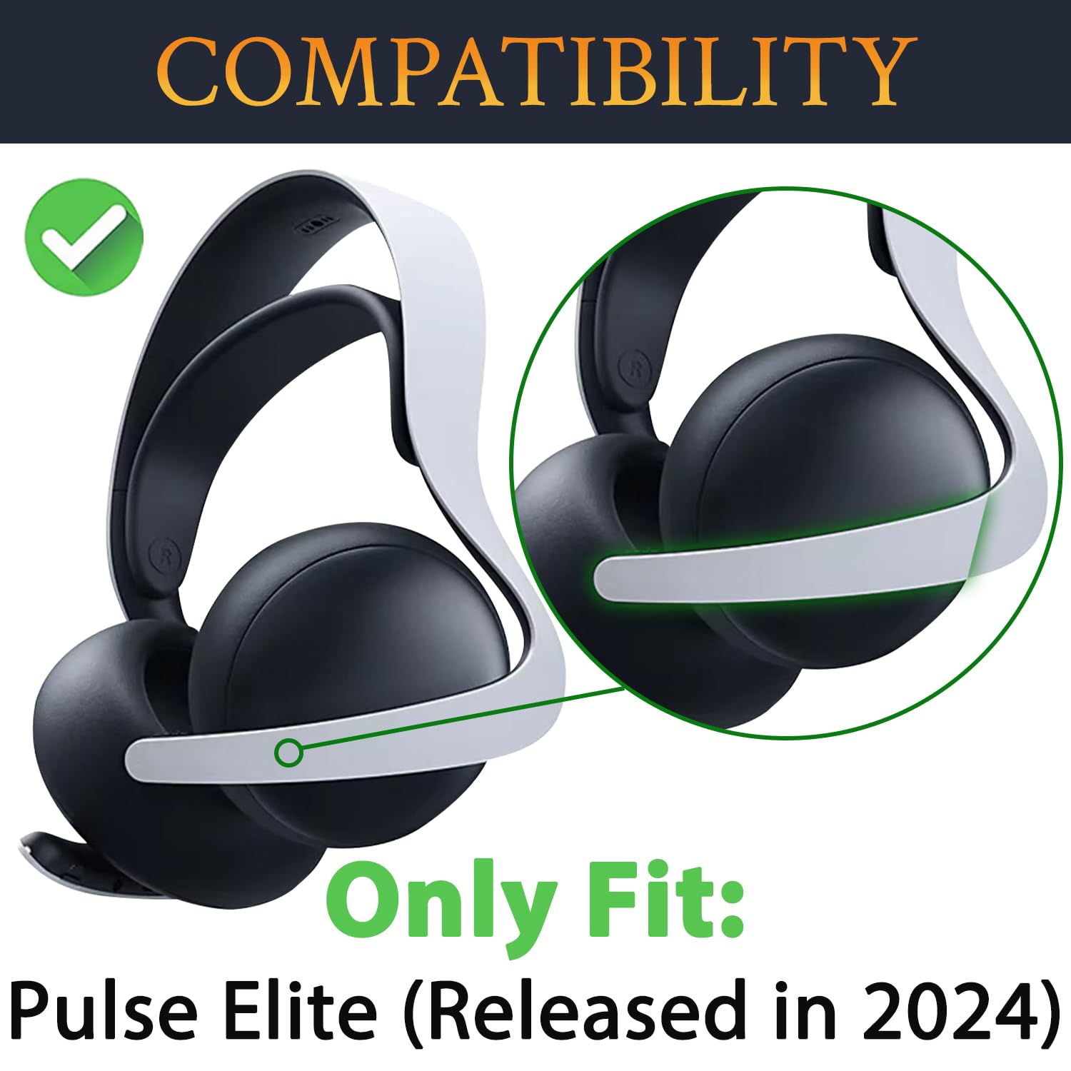 SOULWIT Almohadillas de Gel Refrigerante para Sony Playstation PS5 Pulse Elite Inalámbricos Auriculares, Almohadillas con Espuma de Aislamiento de Ruido - Negro