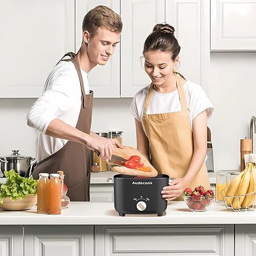 Miniatura 7 de Audecook Hot Pot Eléctrico, Multicocina antiadherente portátil de 2.5 L para 1-3 personas, sartén eléctrica de viaje con textura de panal con