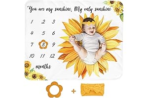 Personalized Sunflower Nursery Decor for Baby Girls Monthly Milestones Blanket