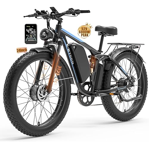 E·Bycco 6000W Peak Dual Motor Electric Bike for Adults, 52V 32AH Battery, Max 45MPH & 100Miles, Full Suspension, Hydraulic Brake, Fat Tire E-Bikes for Men Women