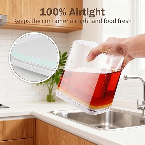 Miniatura 3 de Recipientes herméticos de almacenamiento de alimentos con tapas, recipientes apilables para organización de despensa de cocina, ideal para cereales,