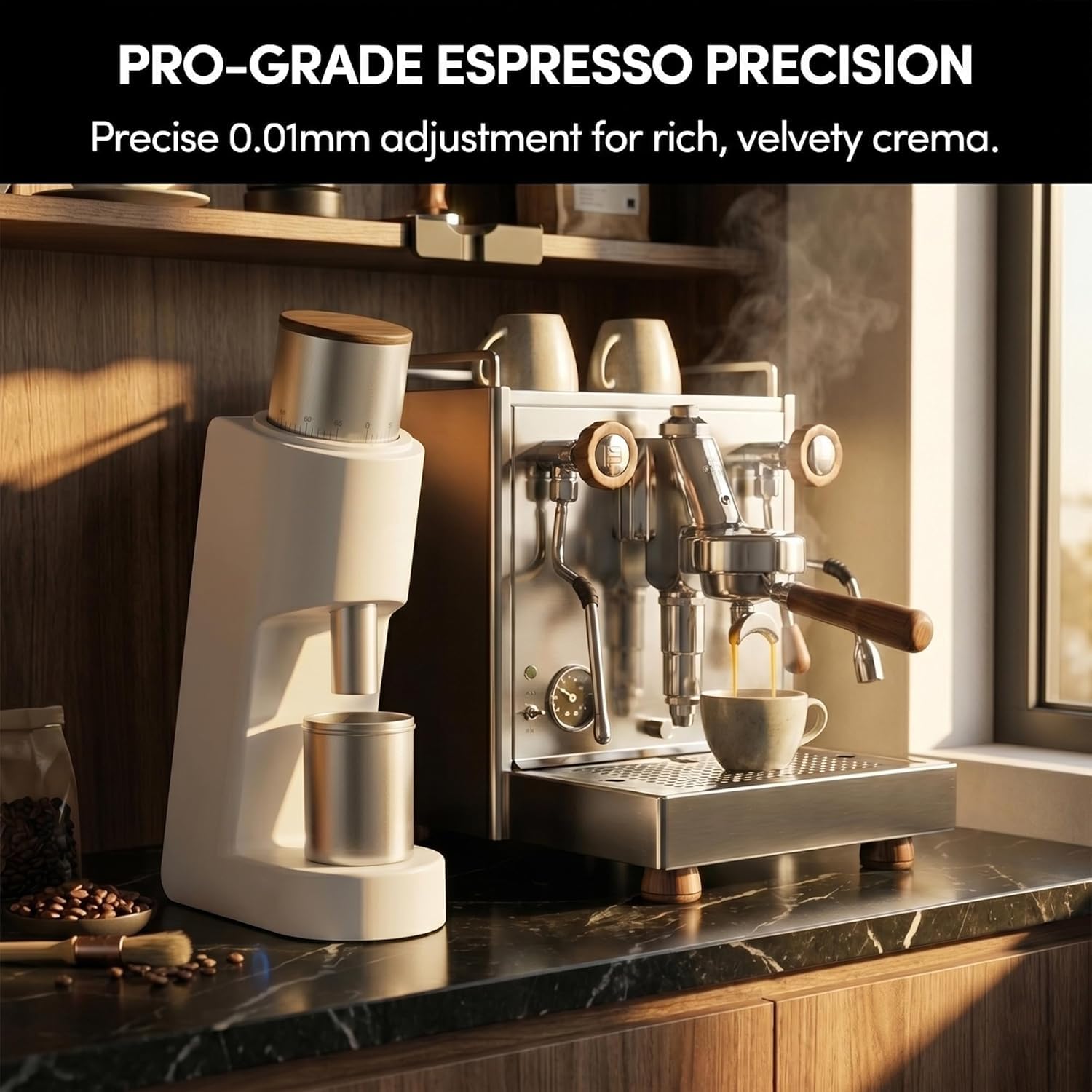 Młynek do kawy - stożkowy zadzior ze stali nierdzewnej 38 mm, bezstopniowa regulacja mielenia do espresso i nalewania - pojedyncza dawka do świeżo zmielonej kawy