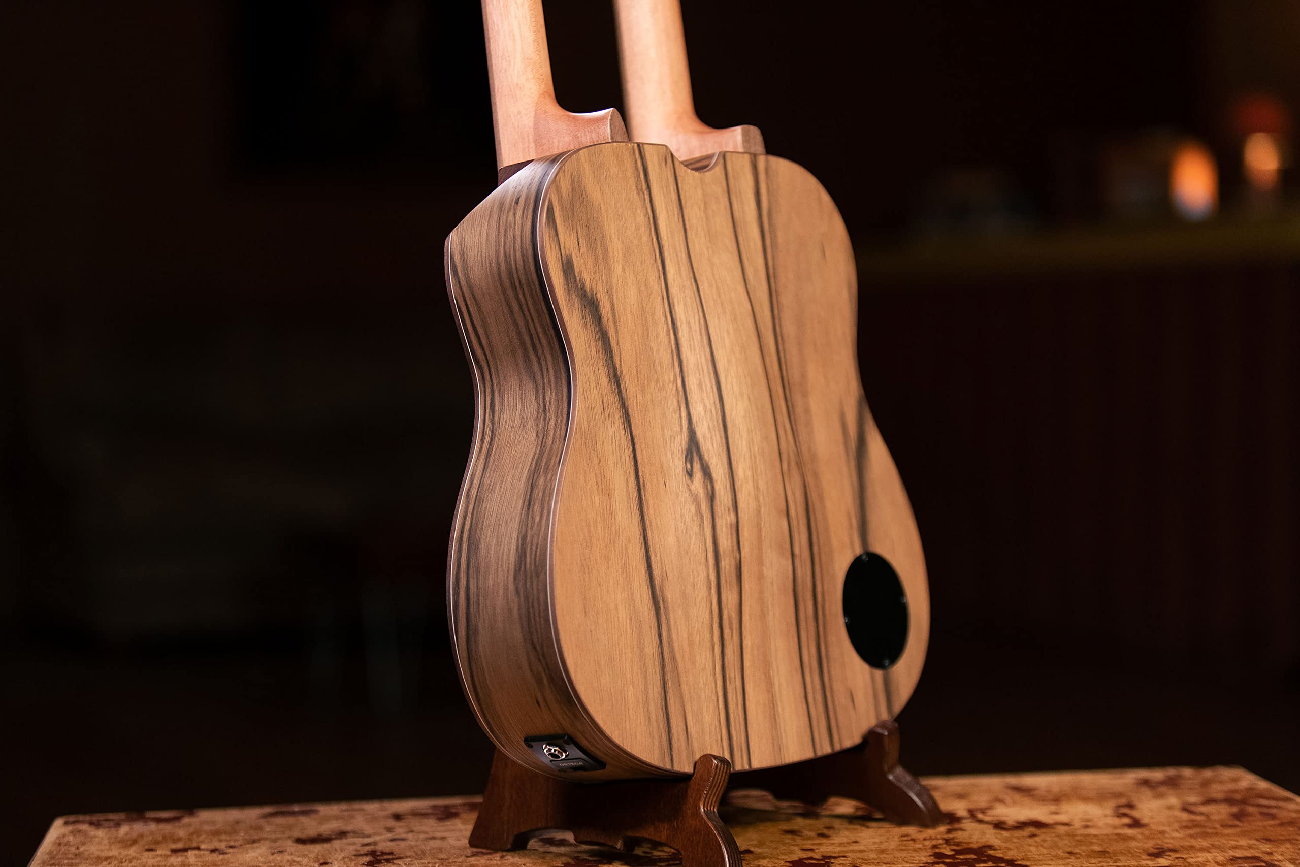 Ortega Guitars Double Neck Ukulele Elettro-Acustico – Tenor, Ukebass – Custom Built Series – Gig Bag Inclusa – Paldao, Natural (HYDRA-BSTE)