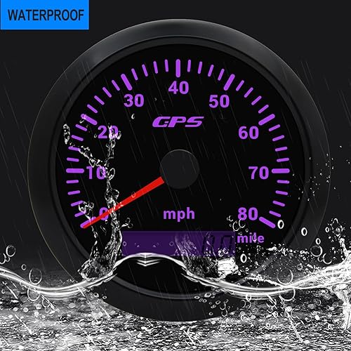 Miniatura 2 de Geloo Velocímetro de 85 mm para embarcaciones, velocímetro digital GPS 0-80 MPH, impermeable, 9-32 V, tacómetro, voltímetro, indicadores LCD con 7