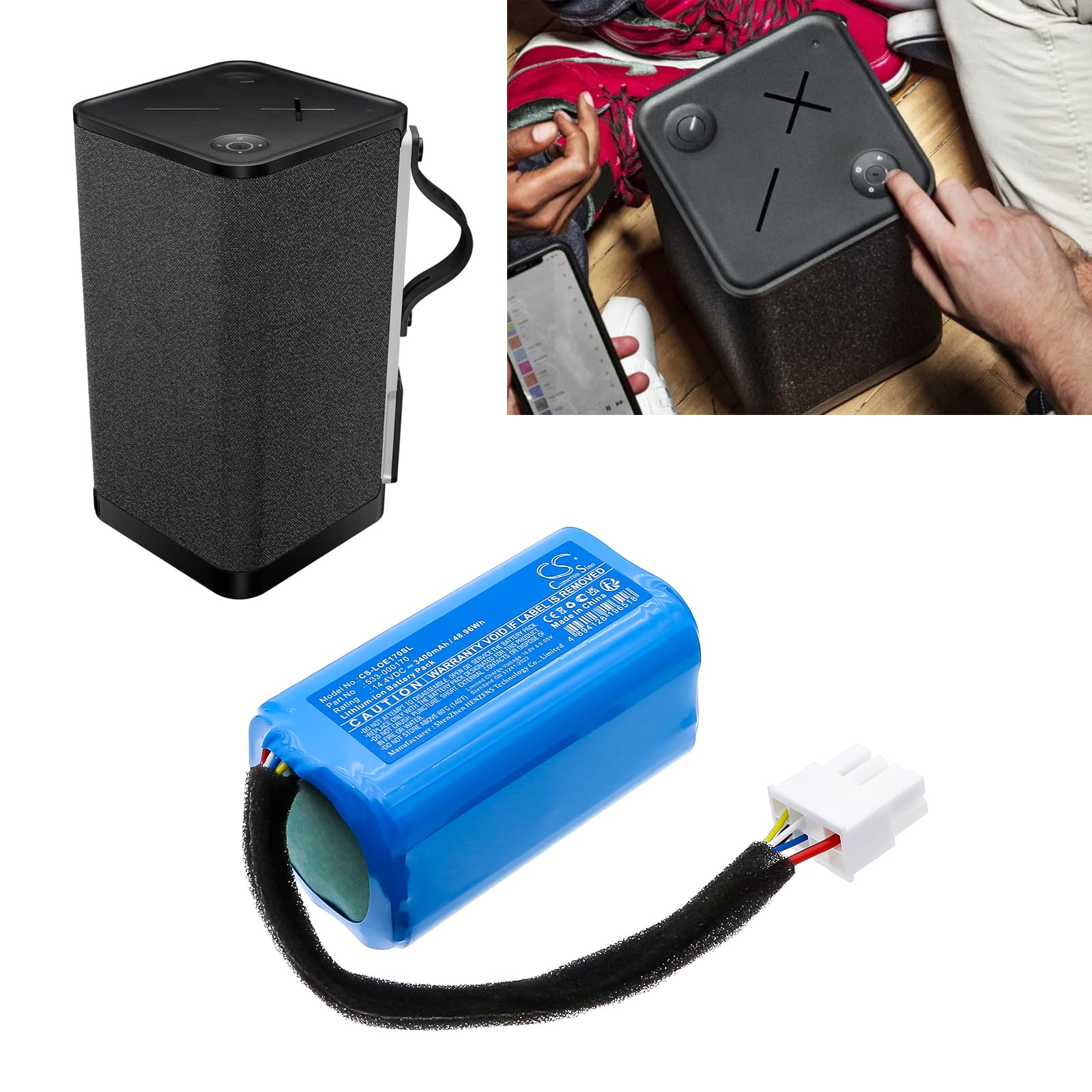 Batterie de rechange pour UE Hyperboom, Ultimate Ears hyperboom 3 PN : 533-000170 3000 mAh / 43,20 Wh