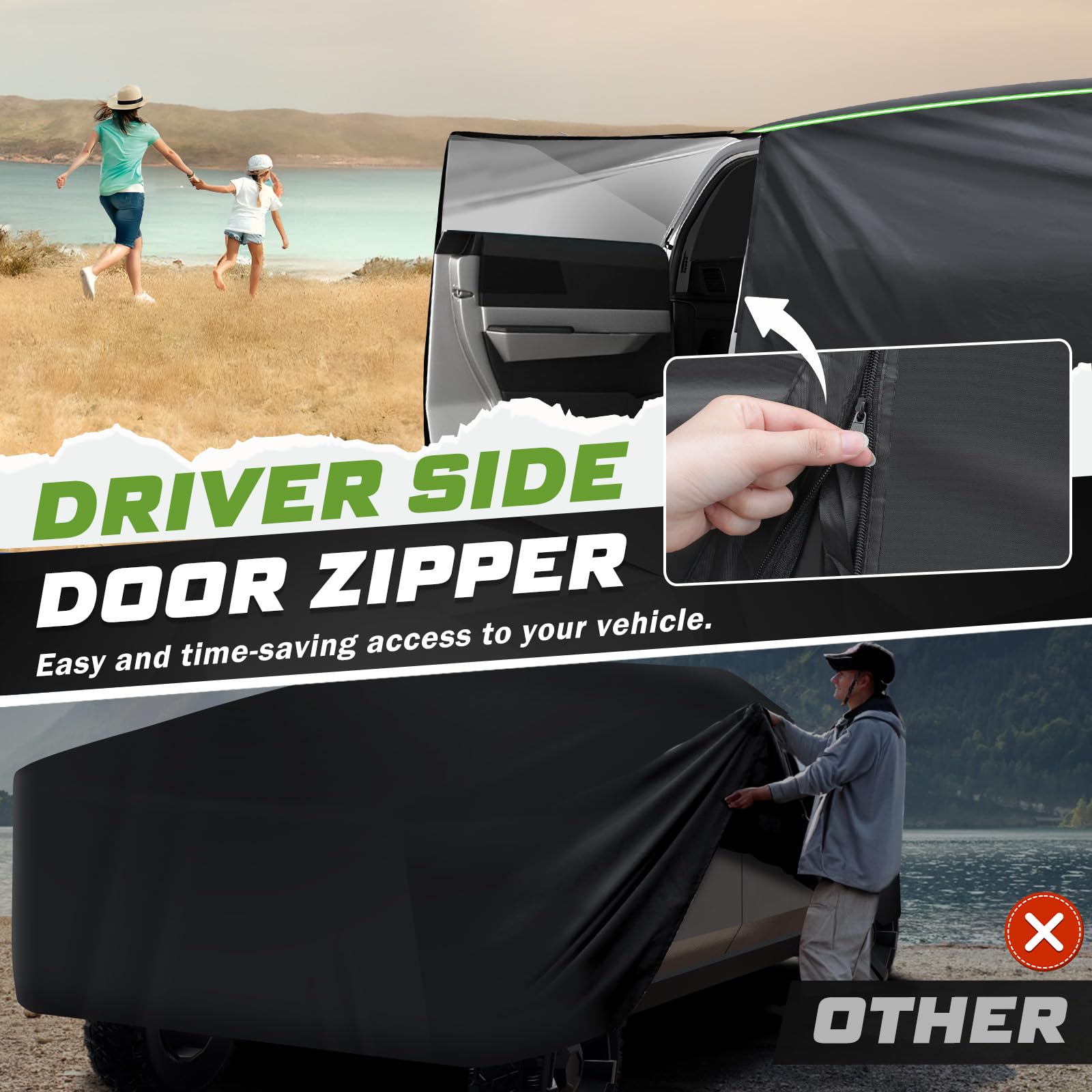 Mixsuper Liner Car Cover for Tesla Cybertruck 2024-2026 7 Layers Waterproof Car Cover Accessories for Cybertruck with Zipper — view 3