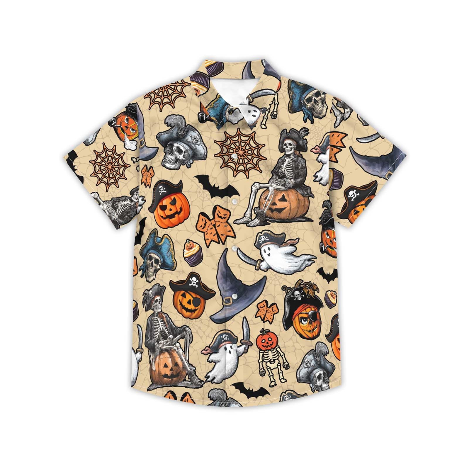 THE PIRATE KING Funny Pirate Hawaiian Shirt Boys Girls Beach Tropical Casual Short Sleeve Button Down Shirt for 5-14 Years