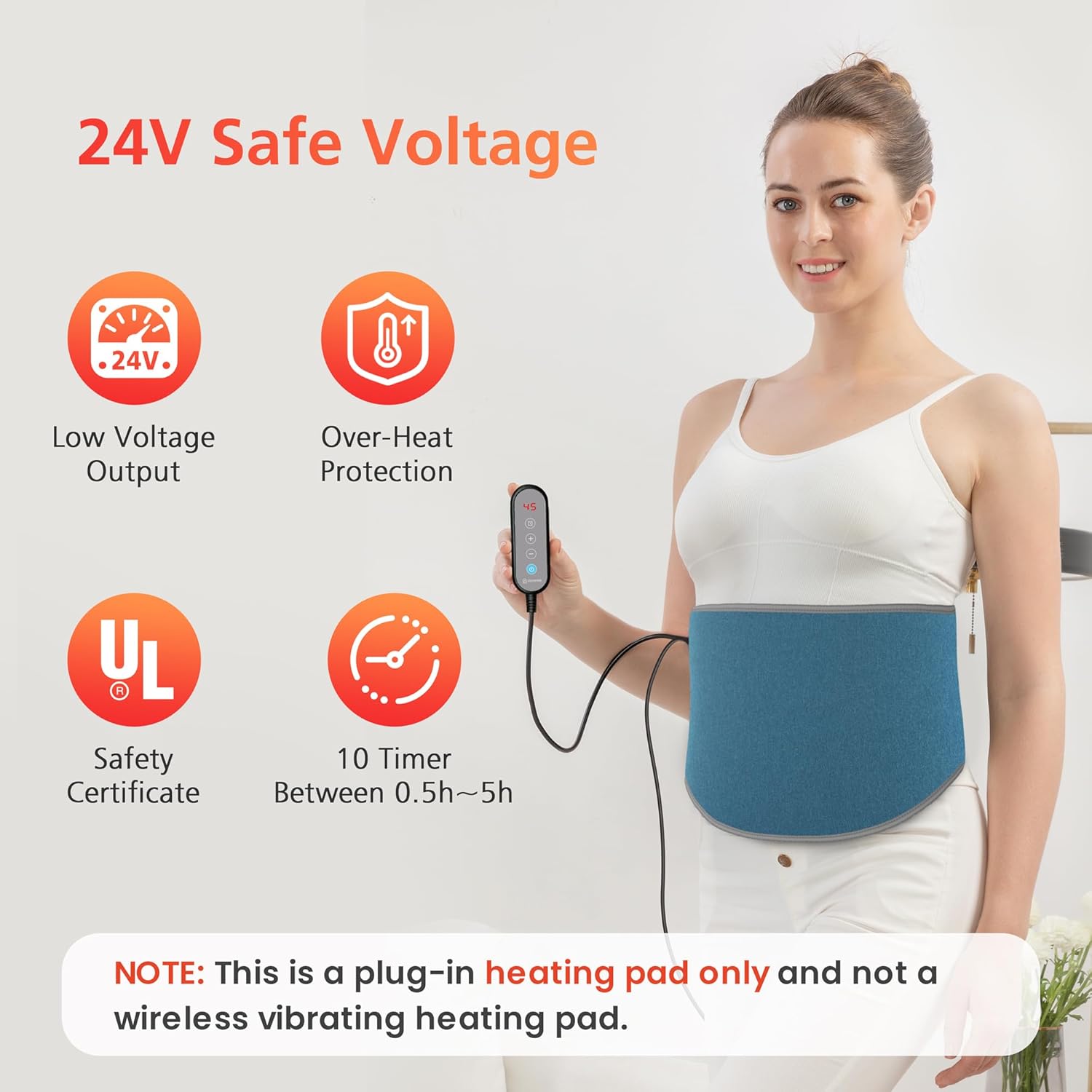Comfier Heating Pad for Back Pain, Fast Heating, 6 Heat Levels & 10 Timers, Adjustable Waistband,Wearable Wrap for Neck, Shoulders, Back, Abdomen, Legs,Gift for Women & Men