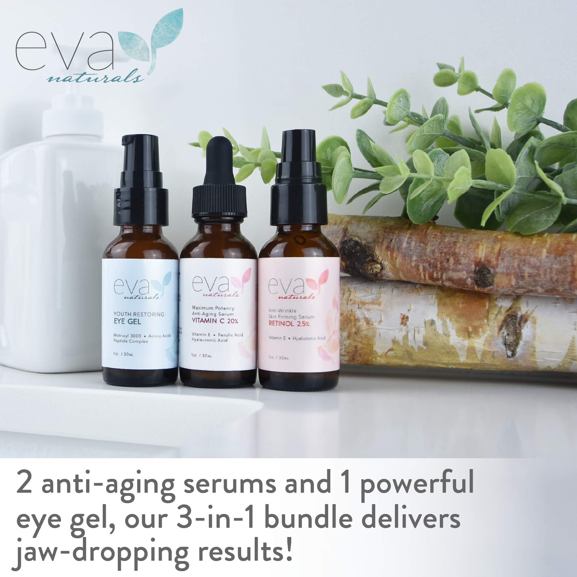 Eva Naturals Facelift in a Bottle 3in1 AntiAgeing Set with Retinol