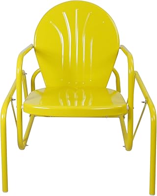 Northlight Outdoor Retro Metal Tulip Glider Patio Chair, Yellow