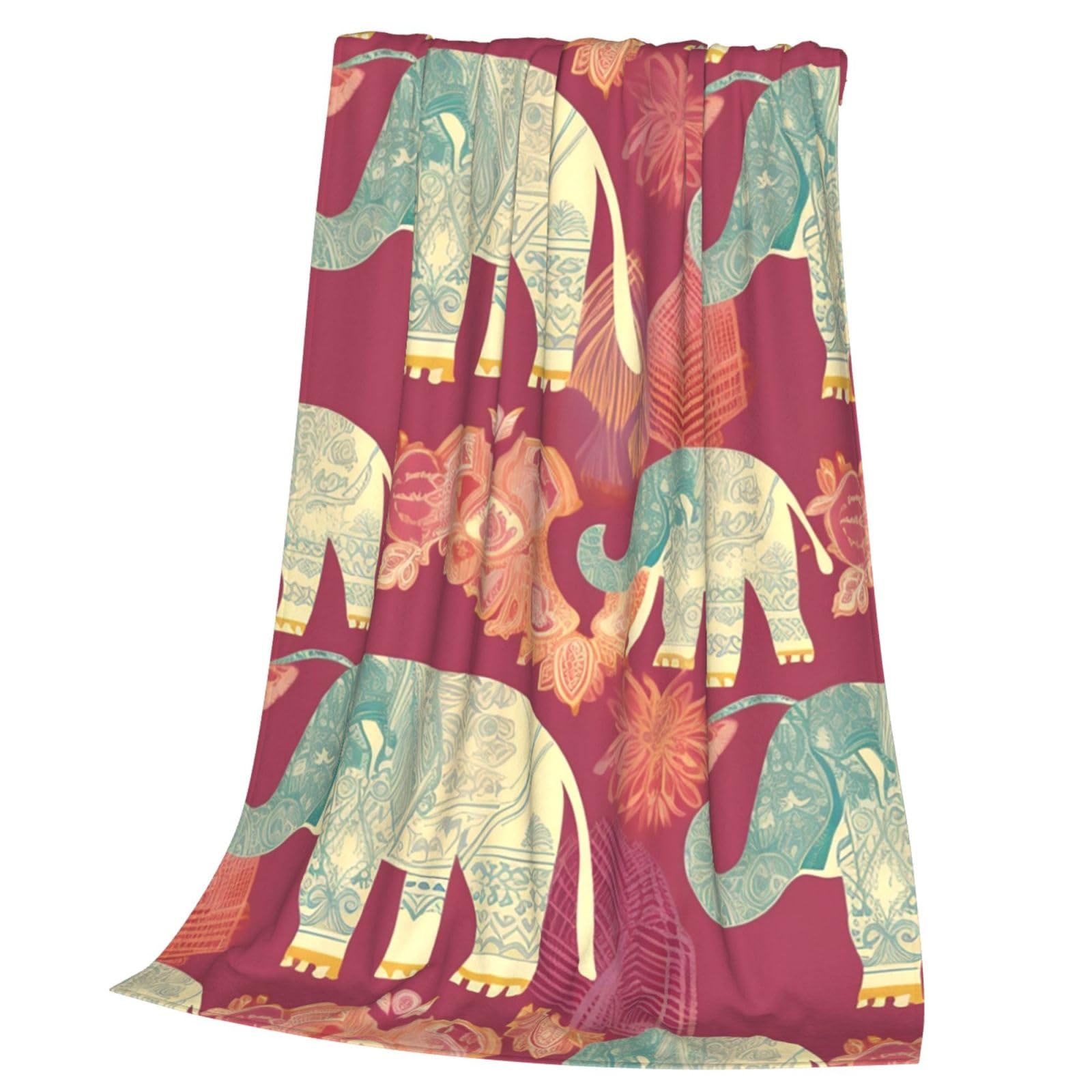 Couverture pour canapé imprimée éléphant en flanelle microfibre douce toutes saisons