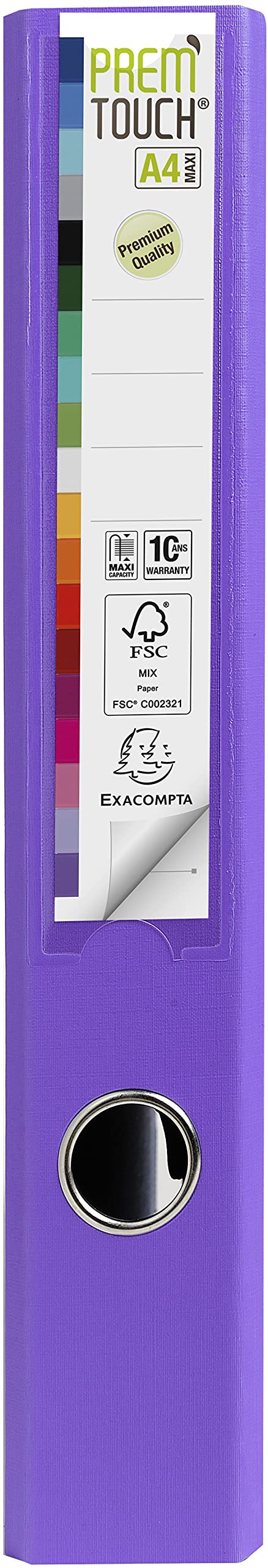 Exacompta 53157E 10er Pack Premium Kunststoff-Ordner Prem´Touch. 5 cm schmal DIN A4 MAXI Ringordner Aktenordner Briefordner Büroordner Plastikordner Schlitzordner Lila