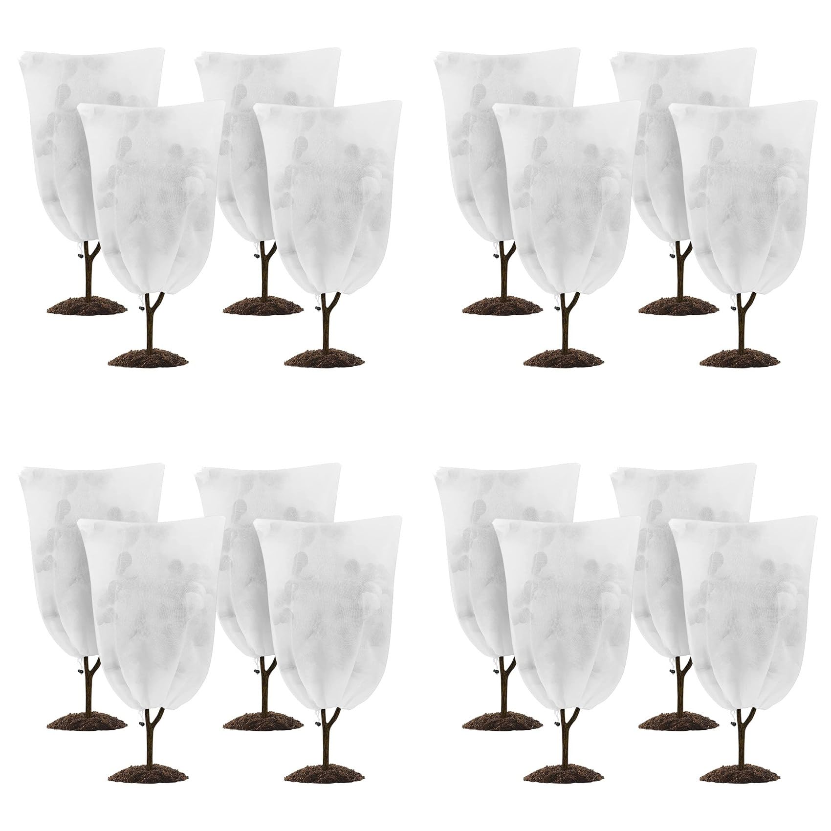 Jnchdghwa White 16 Pack Plant Covers Freeze Protection 24X 32In Winter Cold Weather Frost Protection Blanket With Drawstring For Outdoor