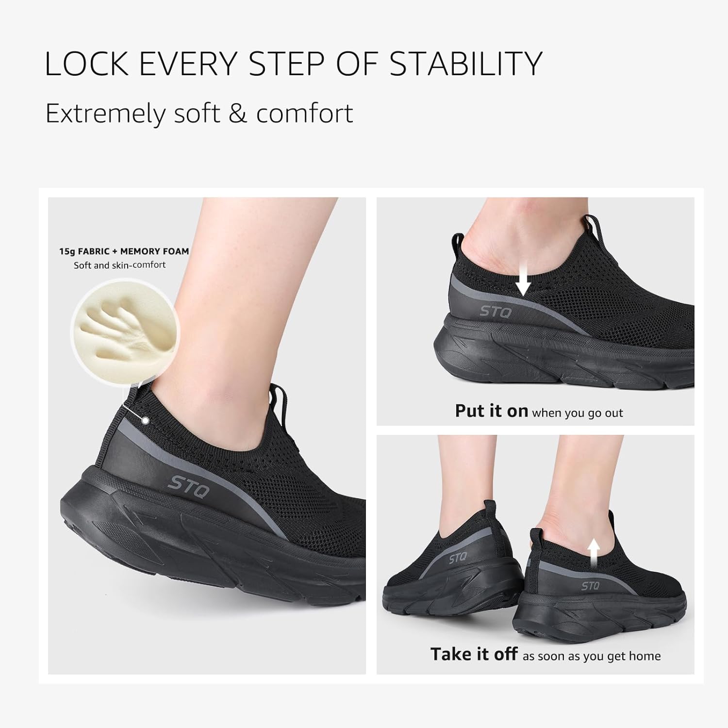 STQ Slip on Sneakers Women Walking Shoes with Arch Support Memory Foam - Image 8