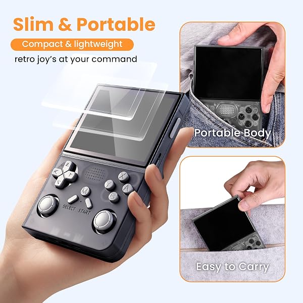 Portable Retro Game Console, Improved Version, 3.5 Inch IPS Screen, Video Player, 64 GB TF Card, Over 30000 Games, Retro Handheld Game Console with Open Source Linux System, Yellow - 3