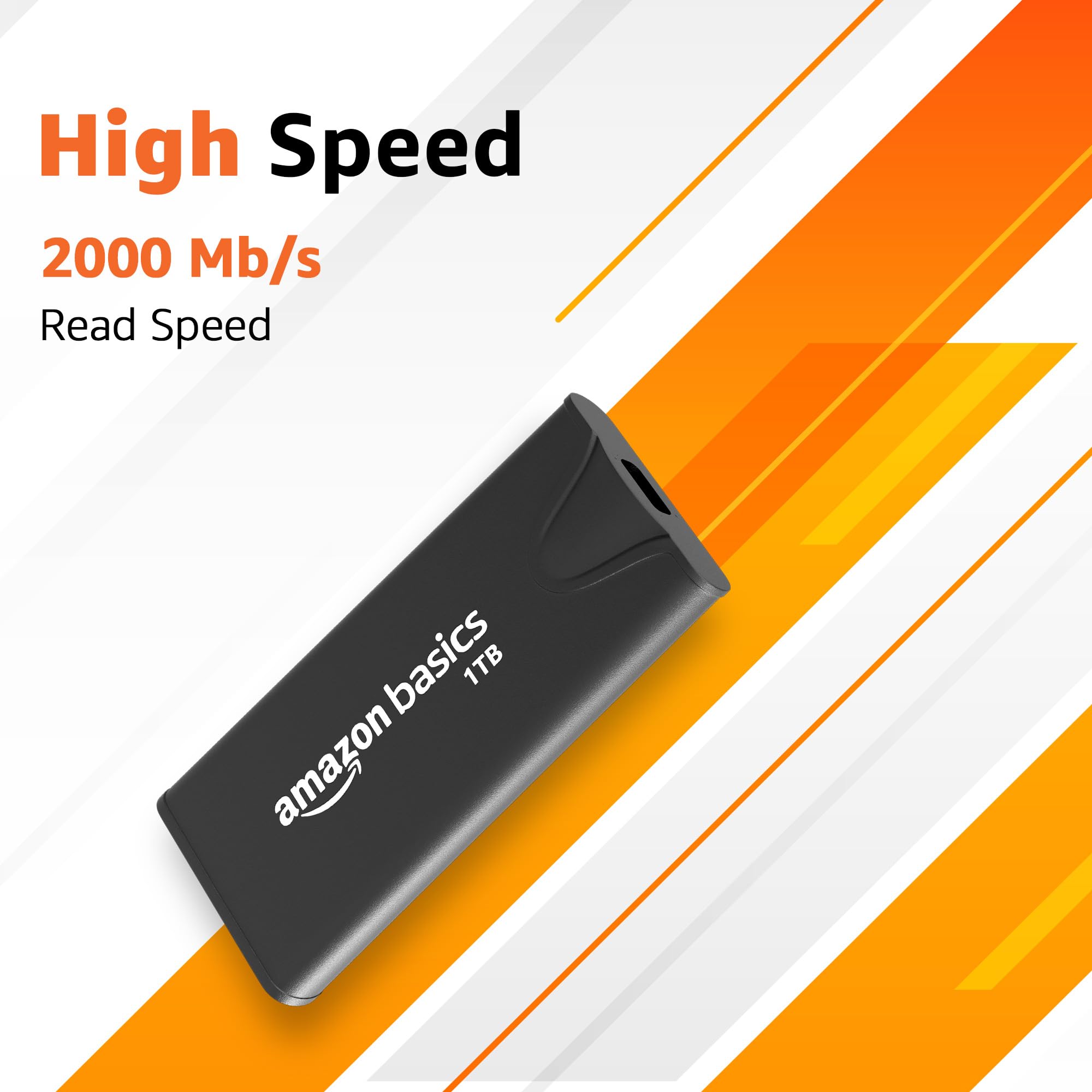 amazon basics Portable SSD 1 TB | Speed up to 2000 MB/s | USB-C