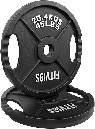 Signature Fitness Olympic - Placa de pesas de hierro fundido de 2 pulgadas para entrenamiento de fuerza y levantamiento de pesas, varios tamaños