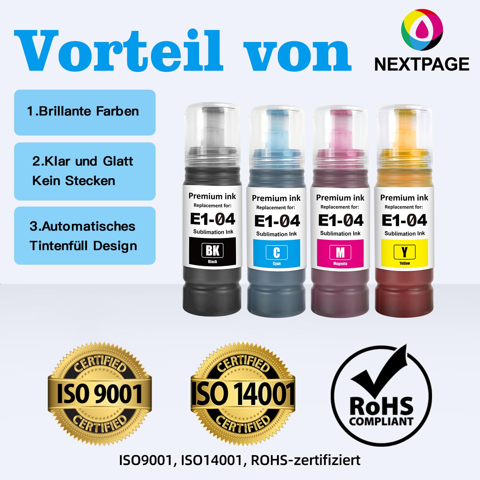Nextpage 104 inchiostri a sublimazione multipack compatibili con Epson EcoTank ET-1810/ET-2710/ET‑2711/ET-2712/ET-2714/ET-2715/ET-2720/ET-2721/ET-2726/ET-2810/ET-2811/ET-281/ET-281/ET-281/ET-281/ET