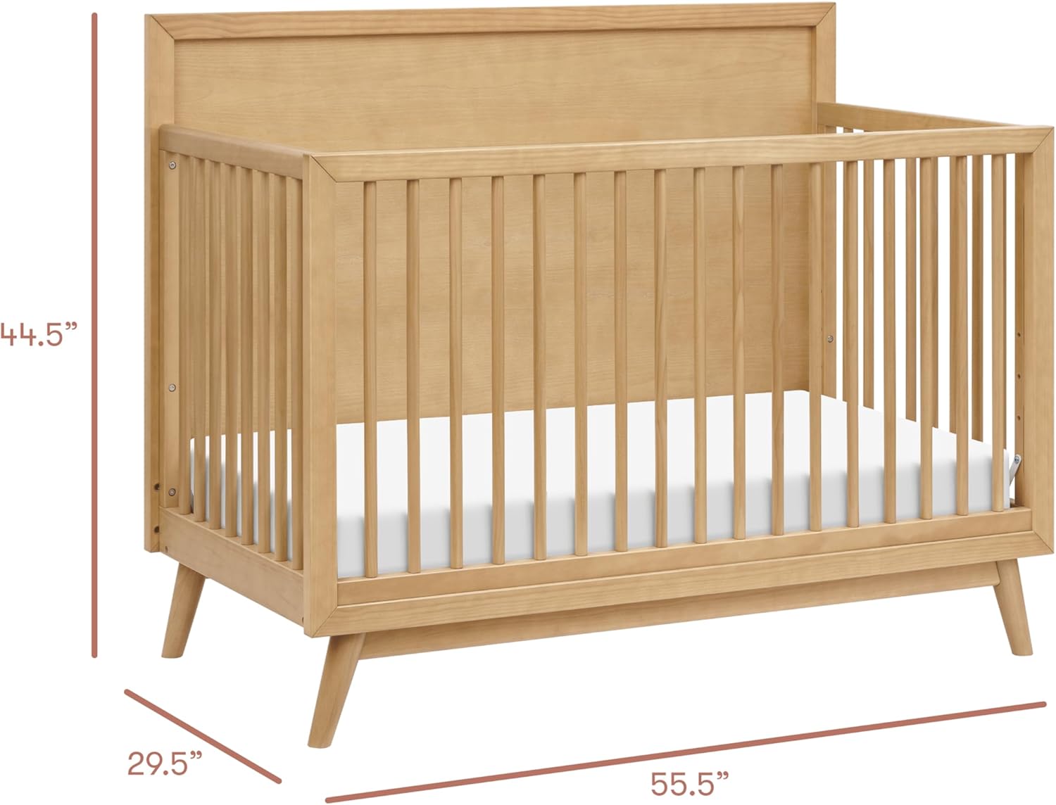 Babyletto Palma 4-in-1 Convertible Crib with Toddler Bed Conversion Kit in Honey, Greenguard Gold Certified