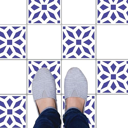 Vista 45 de Paquete de 4 plantillas de azulejos (4 x 4 pulgadas), patrón mexicano, plantillas reutilizables para pintar suelos/paredes/muebles, se adapta a