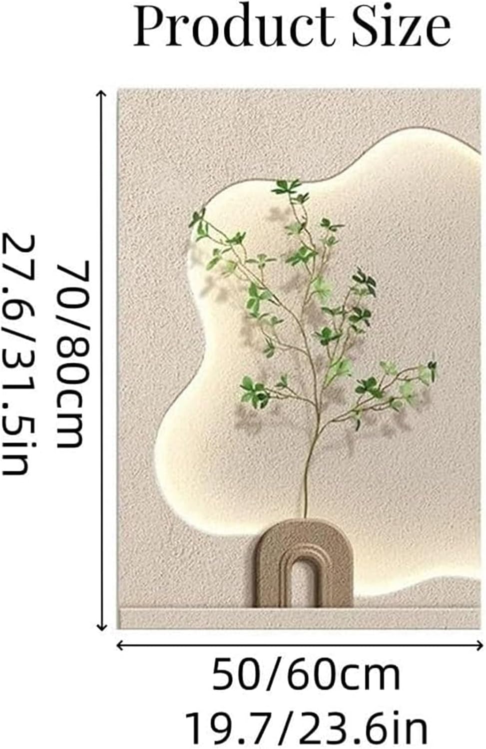 ycnbnwe 3D Sandstone Wall Art with LED Light – Handmade Textured Painting with Artificial Greenery – Modern Wall Decor for Living Room, Bedroom, Office(C,23.6"x31.5")