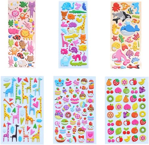 Healifty 6 calcomanías coreanas hinchadas para niños, calcomanías de dibujos animados con patrón de postre de dibujos animados, calcomanías