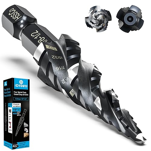 Miniatura 10 de M35 - Juego de brocas de cuatro espirales para flauta de 14"-34" (9 tamaños), taladro de vástago hexagonal de 14", resistente a los impactos, broca