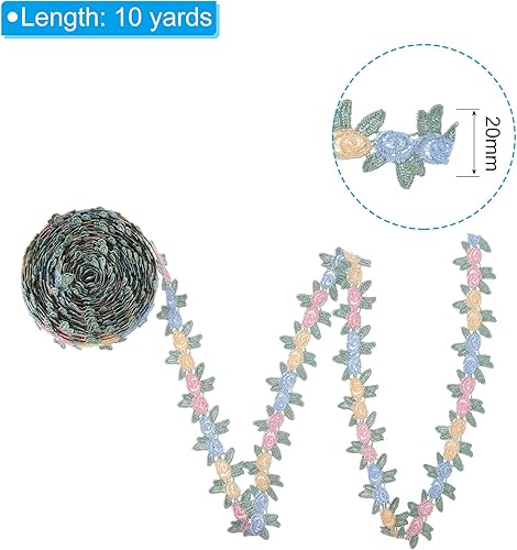 Miniatura 2 de PATIKIL Cinta de encaje floral de 10 yardas, cinta de encaje floral para decoración de apliques, costura, manualidades, boda, estilo 1, azul