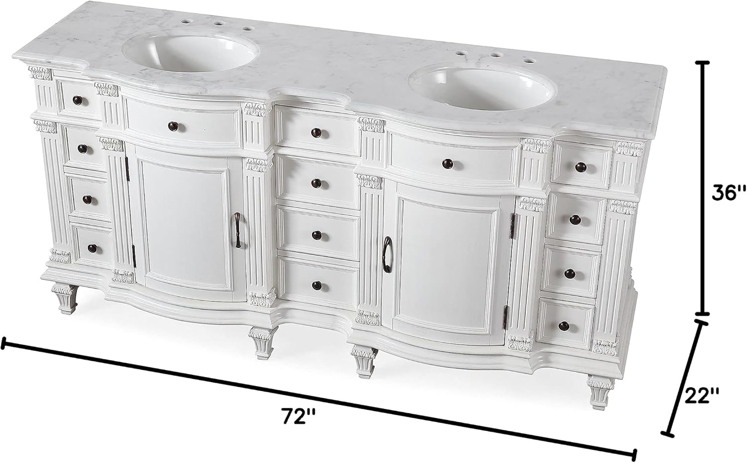 Silkroad Exclusive V0722WW72D Double Sink Bathroom Vanity, 72-inch, White