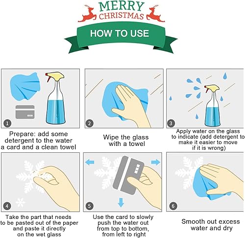 Miniatura 4 de 159 calcomanías adhesivas para ventana de Navidad para vidrio calcomanías de ventana de copo de nieve de Navidad decoraciones de Papá Noel reno para