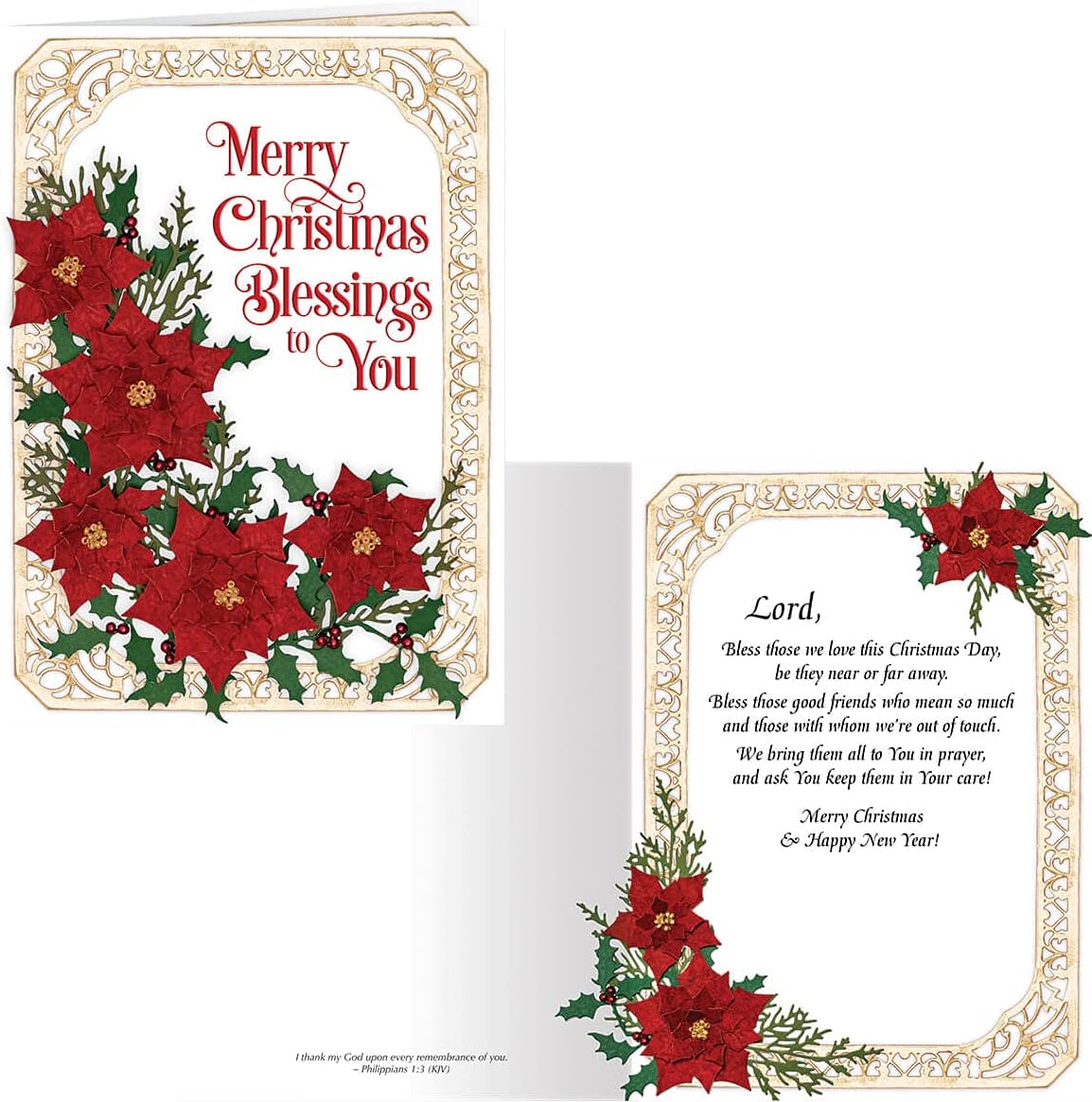 Fox Valley Traders Poinsettia Collage Christmas Card Set of 20