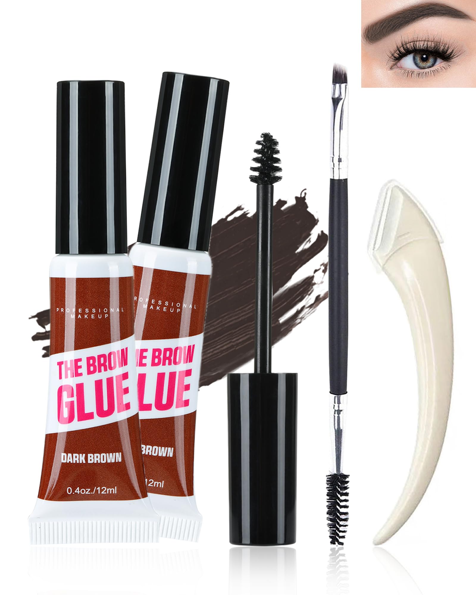 &be Liquid Eyebrow ダークブラウン 5本セット Amazon.com : Waterproof Tinted Eyebrow Gel with Brow Razor Brush