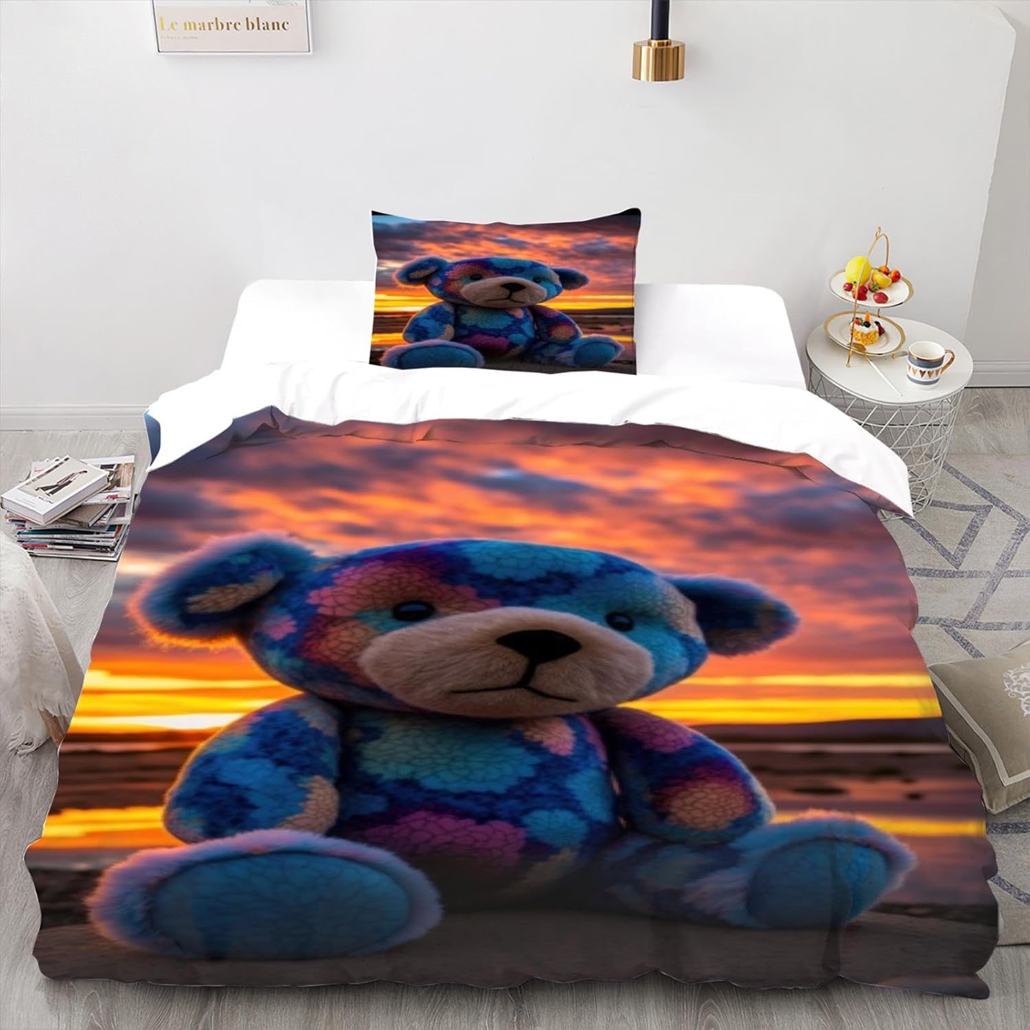 Children's Duvet Cover Set in Teddy Bear Style 3D Printed Bedding Duvet