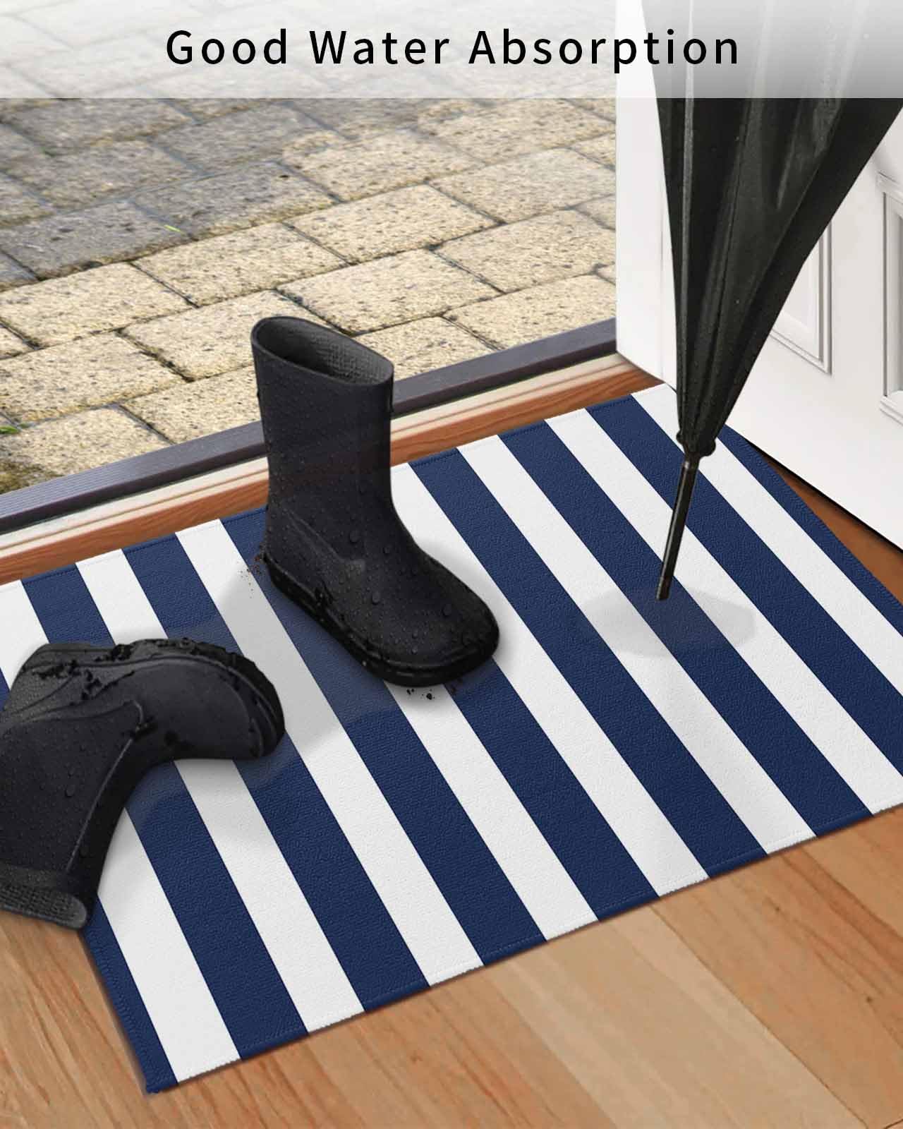 Amazon.com: Navy Blue Stripes Door Mat Indoor Welcome Mat Front