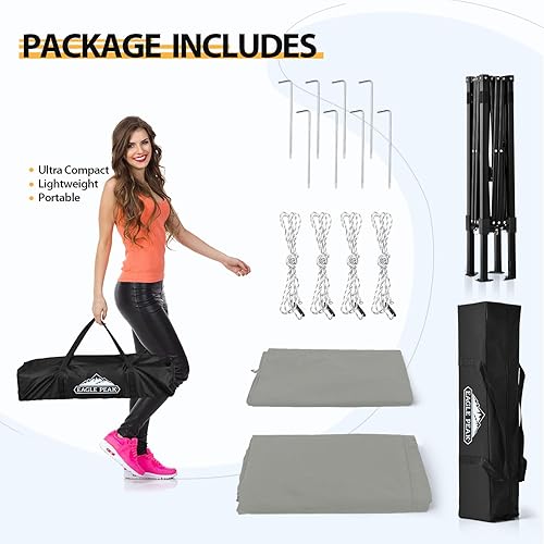 Vista 100 de EAGLE PEAK Flex - Toldo emergente ultra compacto de 4 x 4, refugio solar, vestidor, toldo portátil de privacidad tipo cabana para piscina, sesiones