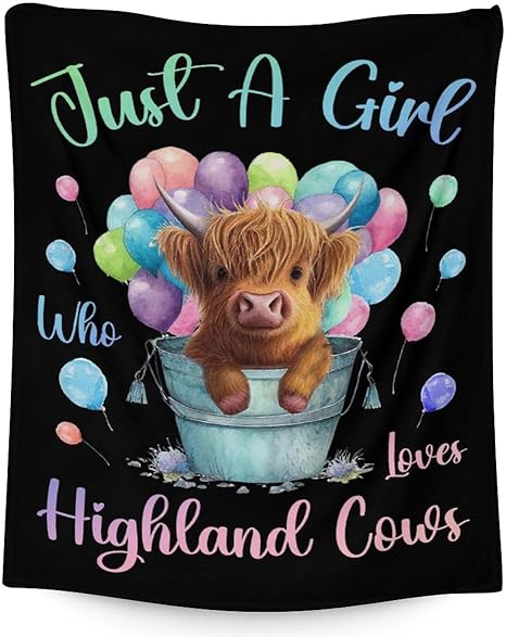 Highland Cow Blanket Gifts - 60x80 Inches Cute Throw Blanket for Girls - Colorful Soft Fuzzy Blankets for Bed, Couch & Living Room