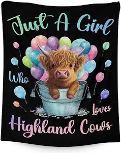 Highland Cow Blanket Gifts - 60x80 Inches Cute Throw Blanket for Girls - Colorful Soft Fuzzy Blankets for Bed, Couch & Living Room