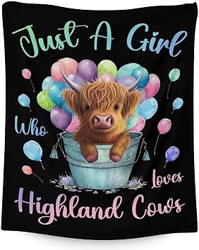 Highland Cow Blanket Gifts - 60x80 Inches Cute Throw Blanket for Girls - Colorful Soft Fuzzy Blankets for Bed, Couch & Living Room