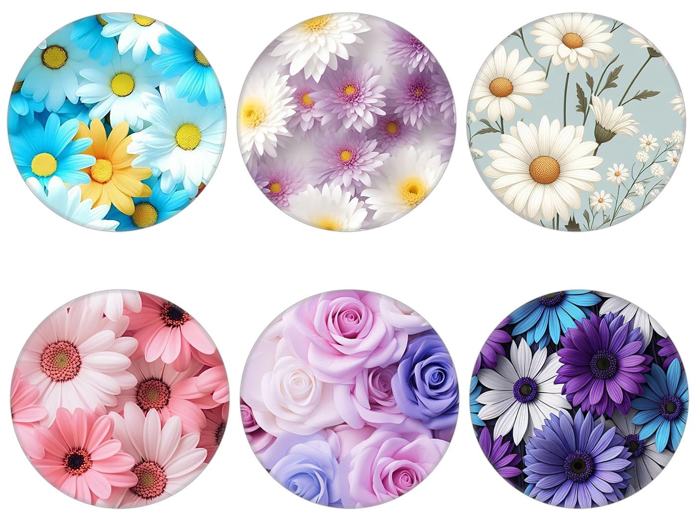 Nsotts (6 Pack) Collapsible Cell Phone Grip for Smartphones,Expanding Cellphone Holder for Phone and Case - Flowers