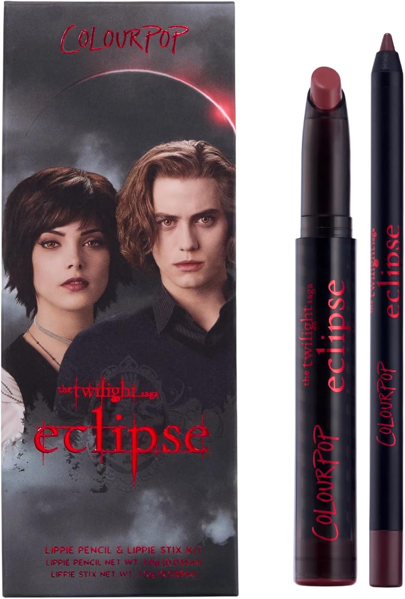 x The Twilight Saga Eclipse Lip Kit - Combo de labios marrón burdeos cálido con lápiz labial Lippie Stix + lápiz labial - Acabado en crema ultrapigmentado de larga duración - New Love (2 unidades)