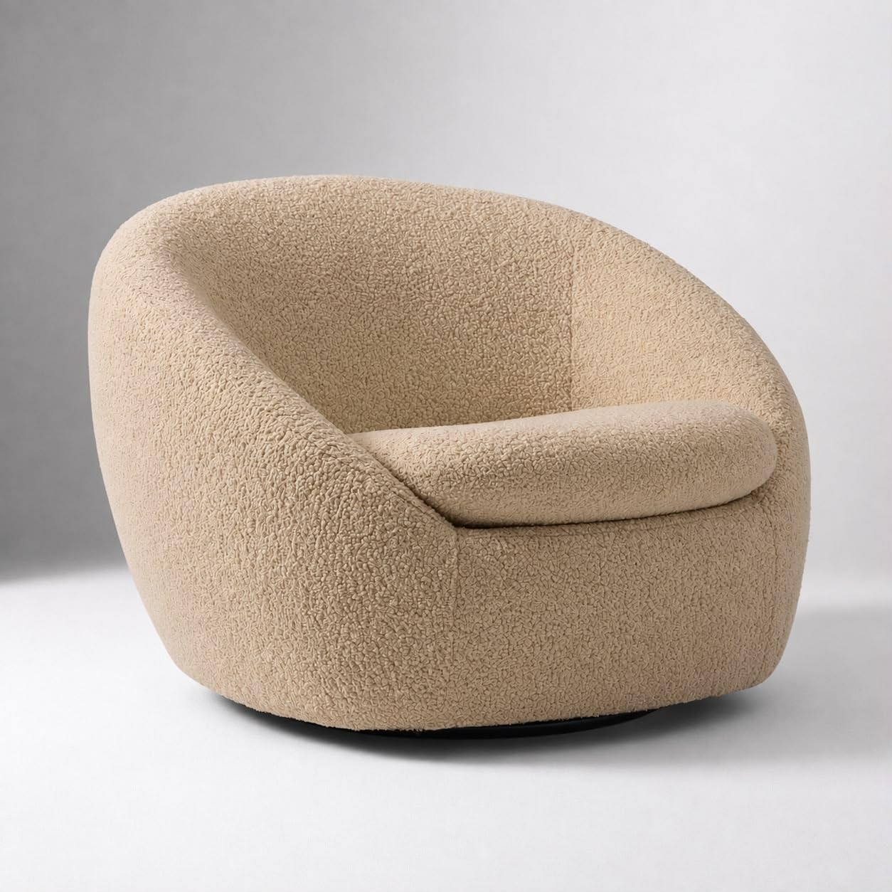 Royal Wood Furnishings/ Cozy Swivel Luxury Accent Arm Chair Rotatable Sofa, for Bedroom, Living & Drawing Room, Ultra Soft and Comfortable for Lounge, Premium Boucle Fabric (Beige)-image-30