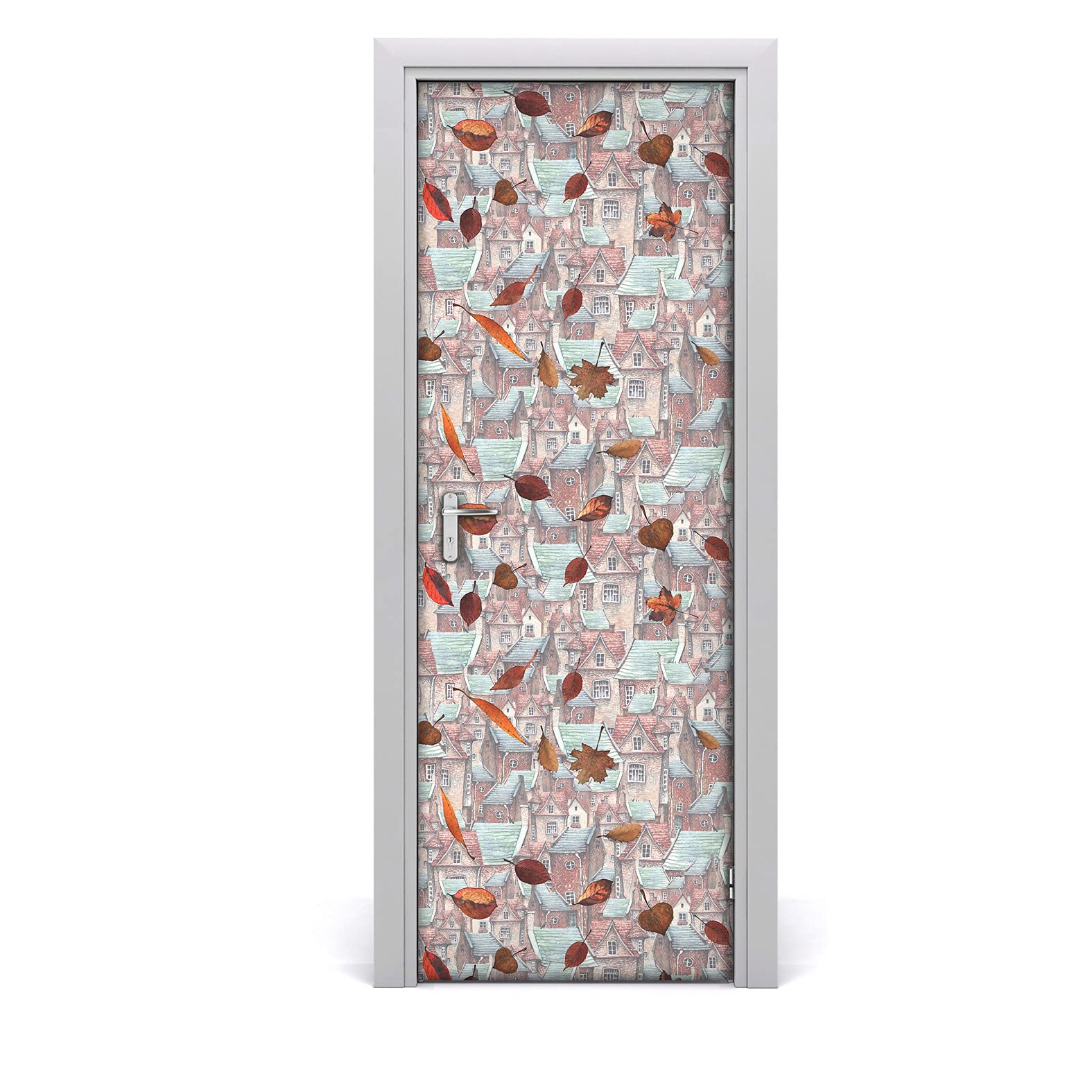 Papier peint sur la porte imperméable et lavable motif automne brun 70x200cm