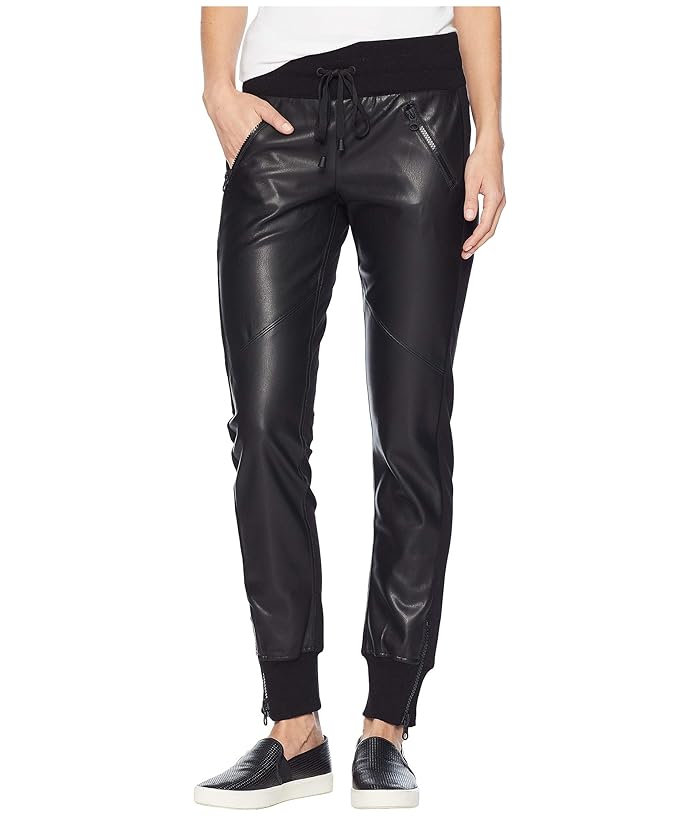 Blanc Noir Faux Leather Front Jogger