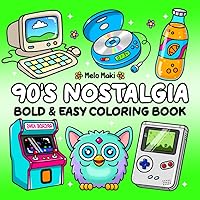 Vista 1 de 90s Nostalgia Bold & Easy Coloring Book Featuring Retro-Themed Illustrations, Suitable for Both Adults & Kids