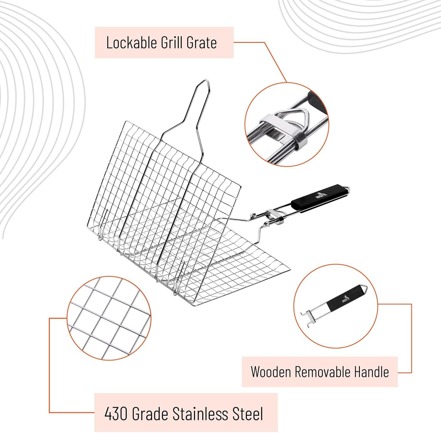 Basket Stainless Steel Fish Grill Baskets for Outdoor Grill 、BBQ Grill Basket, Fish Basket for Grilling