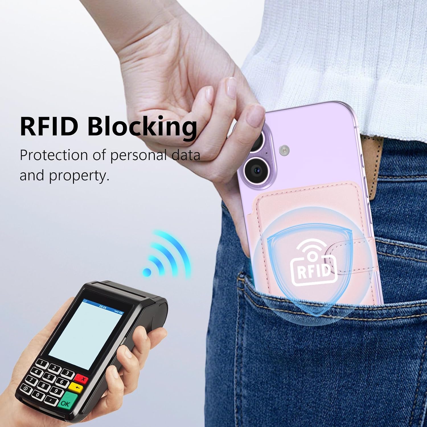 TopMade for MagSafe Wallet, Strongest Magnetic Card Holder for iPhone 17/17 pro/16/15/14/13/12 Series, 4-Card Holder with RFID Blocking, Slim Magnetic Phone Wallet Vegan Leather, Pink