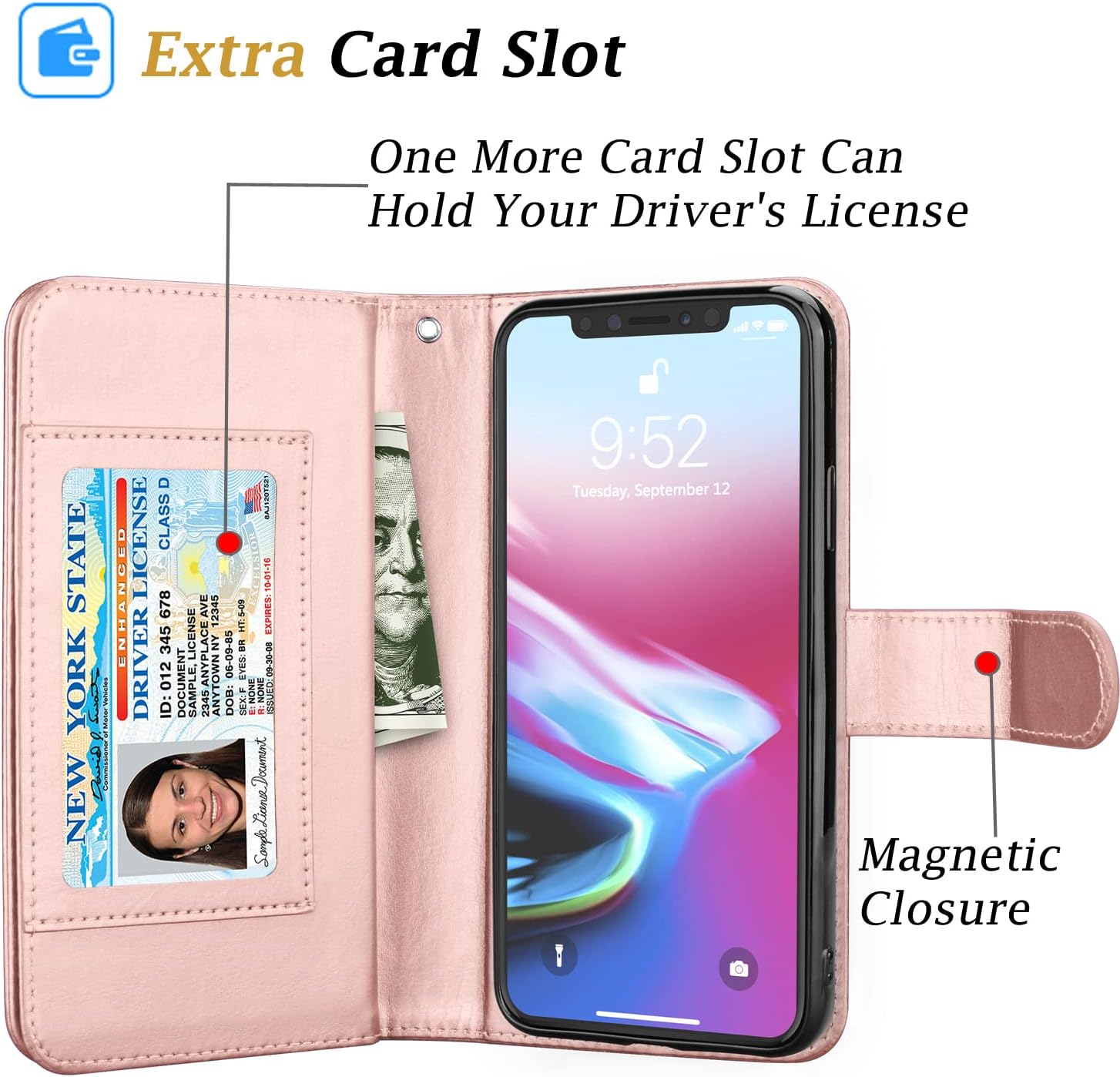 Takfox Wallet Case for iPhone 11, iPhone 11 6.1 Leather Wallet Case with ID Credit Card Holder Slots Folio Flip Kickstand Detachable Magnetic Phone Case & Carrying Wrist Strap for iPhone 11-Marble
