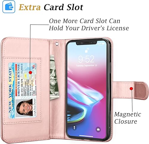 Miniatura 10 de Takfox Funda tipo cartera para iPhone 11, iPhone 11 6.1 de piel tipo cartera con ranuras para tarjetas de crédito de identificación, función atril,